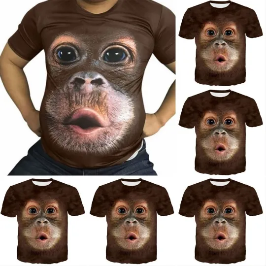 Discover Summer 3D Monkey-Face Gorilla T-Shirt Orangutan Cosplay T-Shirt