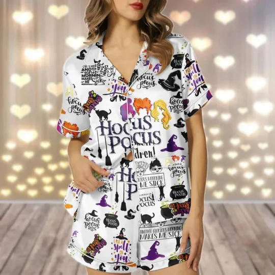 Discover Halloween Hocus Pocus Satin Pajama Set, Sanderson Sisters Women PJs