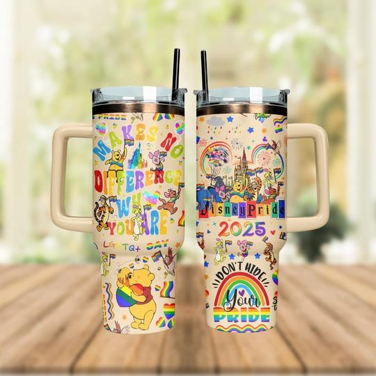 Discover winniee the poohh Disneyyy Pride Tumbler 40oz, Rainbow Castle LGBT Cup