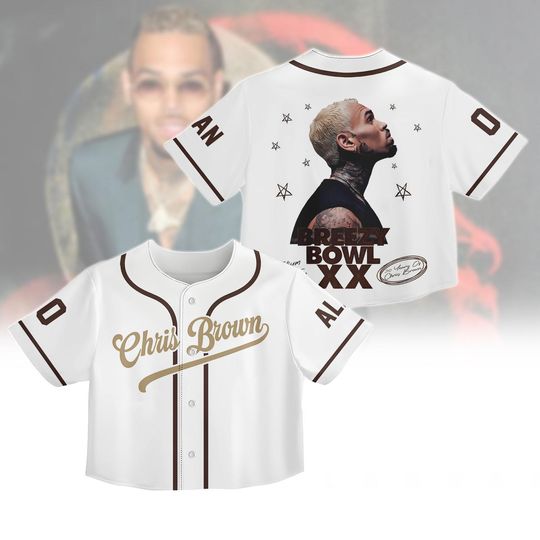 Discover Personalized Chris Brown Tour Breezy Bowl XX Crop Top Baseball Jersey, Chris Brown Concert 2025, Chris Brown Jersey, Music Tour Shirt