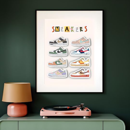 Discover Sneakerhead Wall Art, Streetwear Digital Print, Colorful Sneaker Room Decor for Teens, hypebeast Aesthetic Shoe Art, Street Urban Poster