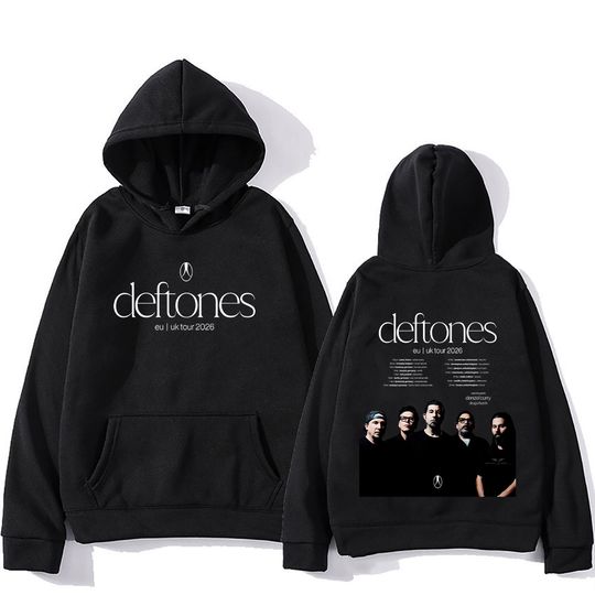 Discover Deftone Rock Band Hoodies Deftone EU UK Tour 2026 Pullovers Men Women Metal Casual Sweatshirt Trends Design Loose Streetwear
