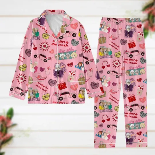 Discover Stay Golden Valentine Pajamas Set, 80_s TV Sitcom T-Shirt Pants Set, Stay Golde
