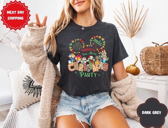 Discover Mickeyy's Very Merry Christmas Party 2025 Shirt, Disneyyy Santa Mickeyy And Minniee Tee