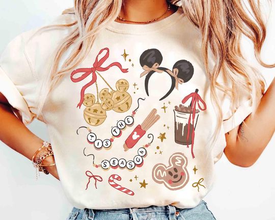 Discover Coquette Bow Tis The Season Christmas Shirt, Disneyyy Very Merry Christmas Party 2025 Tee