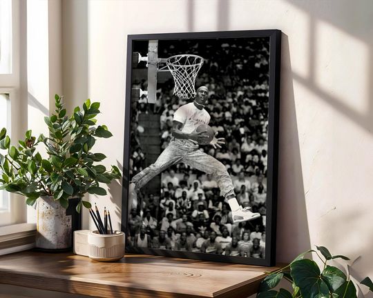 Discover Michael Jordan Digital Print, Iconic Dunk Wall Art, 90s Basketball Legend Decor, Air Jordan Black & White Poster, High Quality Sports Print