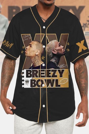 Discover Breezy Bowl XX Shirt, Chris Brown Tour 2025 Baseball Jersey