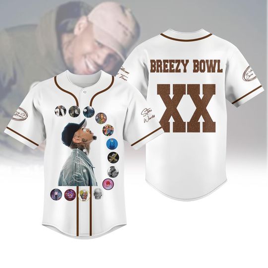Discover Chris Brown Breezy Bowl XX Shirt, Breezy Bowl XX 2025 Baseball Jersey, Music Lover Gift