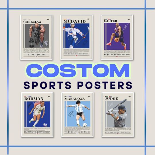 Discover Custom Sports Poster, Sports Gift, Basketball Poster, Soccer Poster, Tennis Poster, Football Poster, Baseball Poster, Fighter Poster