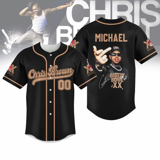 Discover Personalized Chris Brown 2025 Baseball Jersey, Breezy Bowl XX Concert Jersey