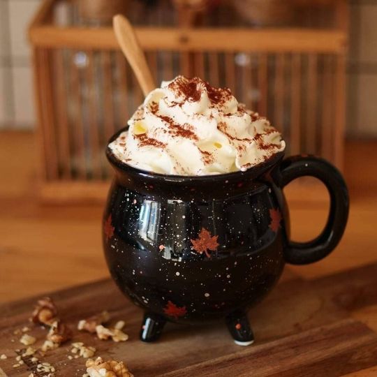 Discover Black Cauldron Autumn Mug Ceramic Wiccan Home Decor Halloween Party Forest Witch