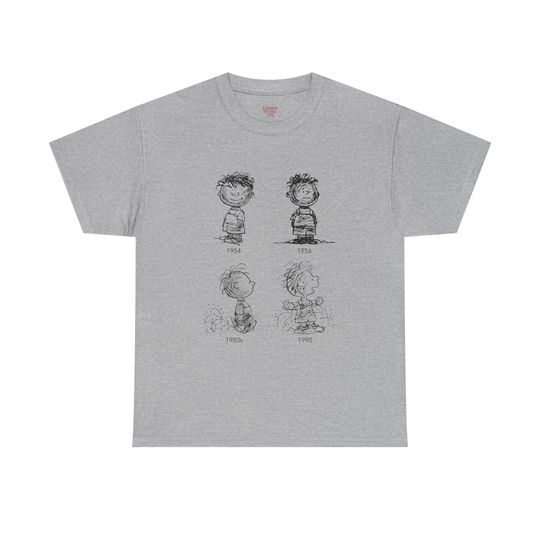Discover Peanuts - Pigpen Through the Years T-Shirt - Adult Unisex Tee - Minimalist Comic Strip Design
