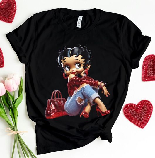 Discover Betty Boop red bag love Girlfriend gift fashion cozy women birthday diva baddie bougie Cartoon cute Fashion mom mama mothers T Shirt