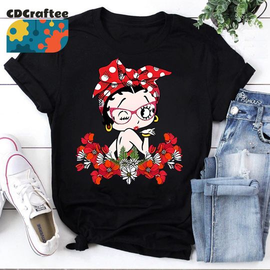 Discover Betty Boop Flower T-Shirt, Betty Boop Shirt, Animation Shirt, Vintage Shirt