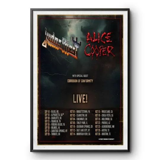 Discover Judas Priest & Alice Cooper North America Tour 2025 Poster