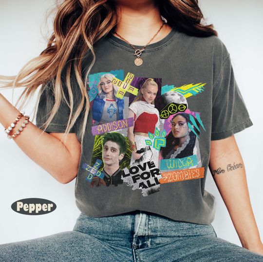 Discover Retro Disneyyy Channel Zombies 4 Movie Characters T-shirt, Disneyyy Zombies Poster 2025 Tee, Zed and Addison, Victor and Nova, Disneyyland Trip
