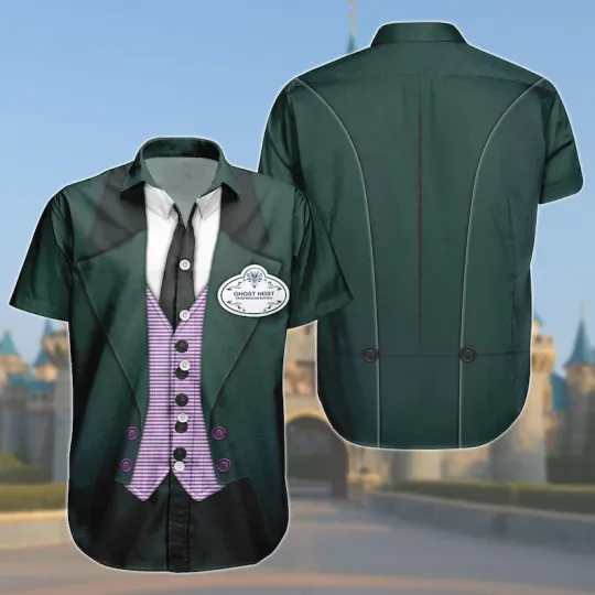 Discover Disneyyy Hauntedd Mansionn Butler Ghost Host Cosplay Halloween Hawaiian Shirt