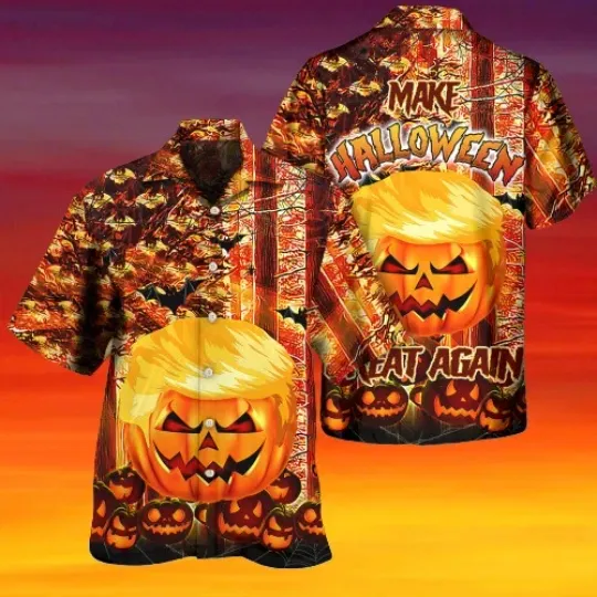 Discover Halloween Zombie Pumpkin Funny Aloha Hawaiian Shirt