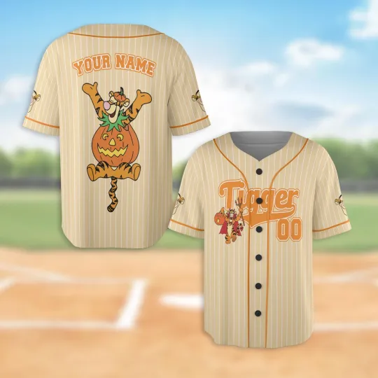 Discover Personalized Funny Tigger Pumpkin Happy Halloween Baseball Jersey Shirt