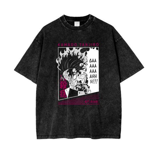 Discover Vintage tanjiror Print Mineral Wash Tee, Unisex Shirt Gift For Him, Anime Lover, demon Crewneck, Halloween Gift,Retro Tee PSN1443