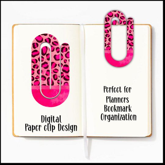 Discover Paper clip, Digital Design, Sublimation, Pink Themed, Leopard, Gift, Bookmark, PNG, Planner, , Planner, Book Lover, Holiday, Dots