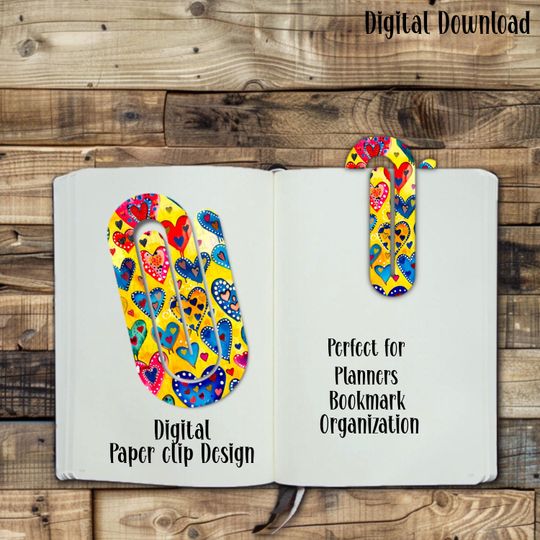 Discover Paper clip, Digital Design, Sublimation, Watercolor, Heart, Girly, Gift, Bookmark, PNG, Planner, , Planner, Book Lover, PNG, Cute