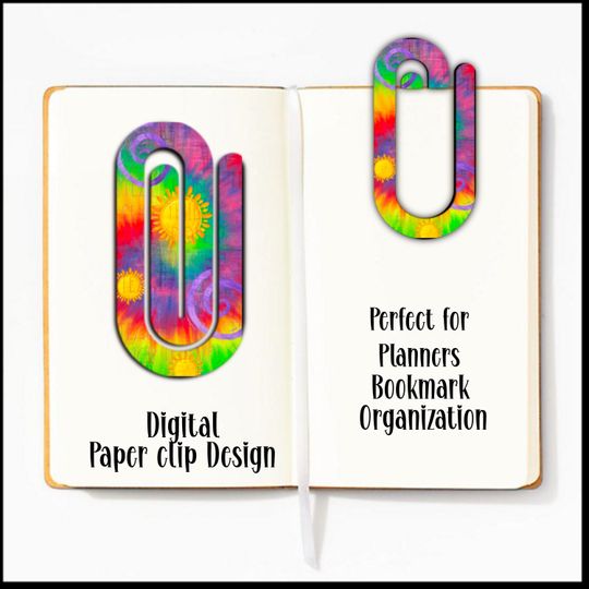 Discover Paper clip, Digital Design, Sublimation, Tie Dye Themed, Teacher, Gift, Bookmark, PNG, Planner, School, Blanks Design, , Planner