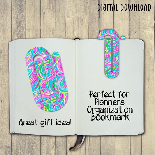 Discover Paper clip, Digital Design, Sublimation, Colorful, Gift, Bookmark, PNG, Planner, , Planner, Swirl, Abstract, Teacher, Swirl, Cute