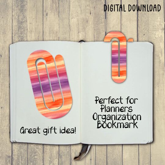 Discover Paper clip, Digital Design, Sublimation, Colorful, Gift, Bookmark, PNG, Planner, , Planner, Swirl, Abstract, Orange, Sunset, Cute