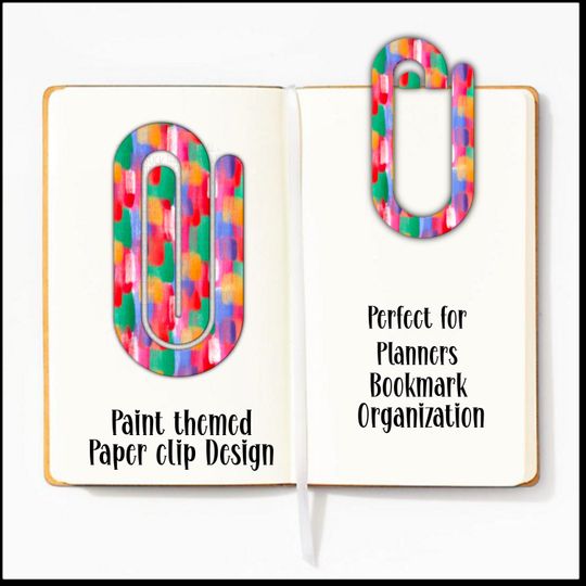 Discover Paper clip, Digital Design, Sublimation, Paint Themed, Teacher, Gift, Bookmark, PNG, Planner, School, Blanks Design, , Planner