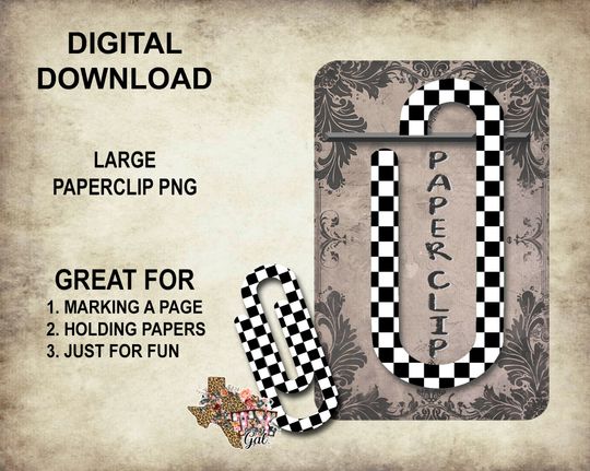 Discover Large Paperclip Sublimation, Checkered Paperclip PNG, Retro Paperclip PNG, Teacher Gift, Paperclip PNG, Double Sided, Digital Download