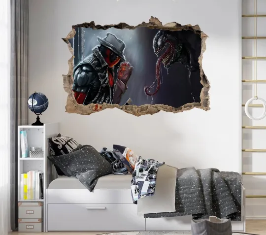 Discover Deadpooll Vs Venom Superhero 3D Wall Sticker Decal Home Decor Art
