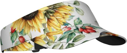 Discover Sunflowers Leaves and Birds AOP Sun Visor Hats