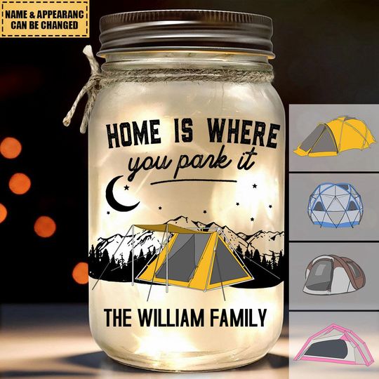 Discover Making Memories One Campsite At A Time - Personalized Mason Jar Light