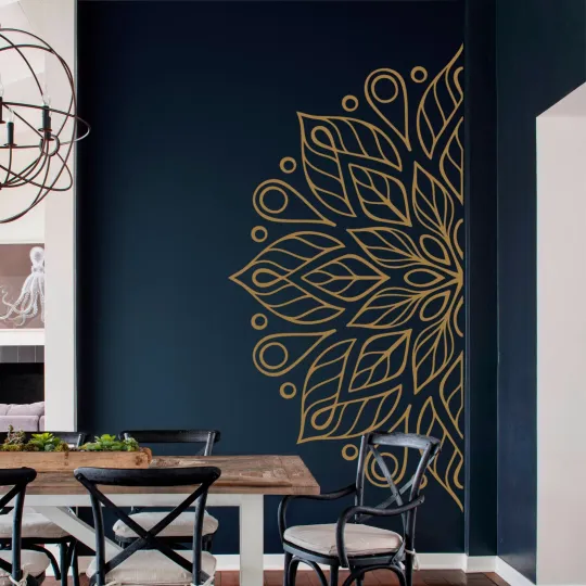 Discover Mandala in Half Wall Sticker, Wall Decal, Yoga, Boho, Sticker for Meditation