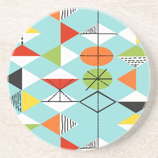 Discover Retro Harlequin Pattern Sandstone Coaster