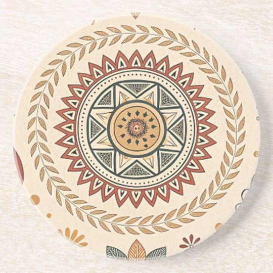 Discover Boho Tribal Mandala Design – Earth Tone Circular P Coaster