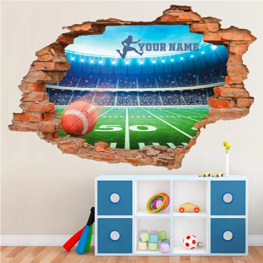 Discover American Football Wall Decal, Personalized, Football Field Wall Sticker, Decor