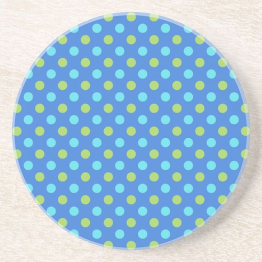 Discover Sandstone Coaster: Blue Moons Polka Dots Pattern Drink Coaster
