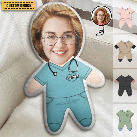 Discover Custom Photo Face Cutout Nurse Pillow - Gift For Nurse - Personalized Custom Shaped Pillow