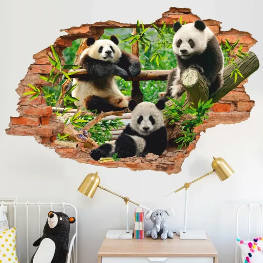 Discover Panda 3D Wall Decal, Animal Wall Sticker, Nature, Bear, Wall Decals
