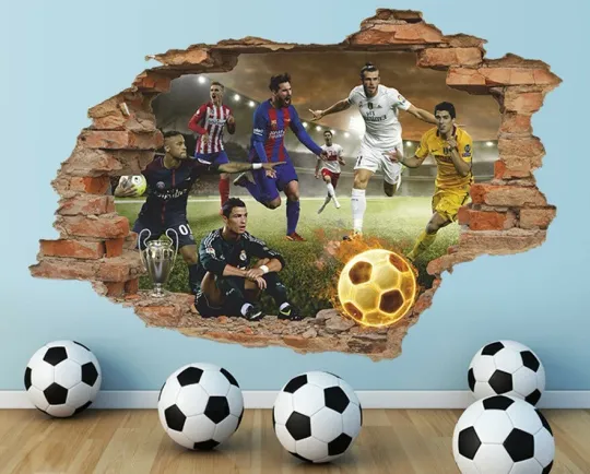 Discover Football 3D Wall Decal, Football Players Wall Sticker, Sport, Decor