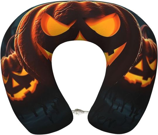 Discover Happy Halloween Pumpkin U-Shaped Travel Neck Pillows