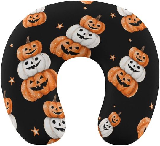 Discover Halloween Cute Pumpkins Memory Foam U-Shaped Travel Neck Pillows
