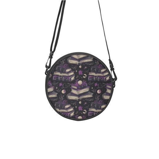 Discover Midnight Spellbound Library Round Satchel Bag | Gothic Witchy Shoulder Bag