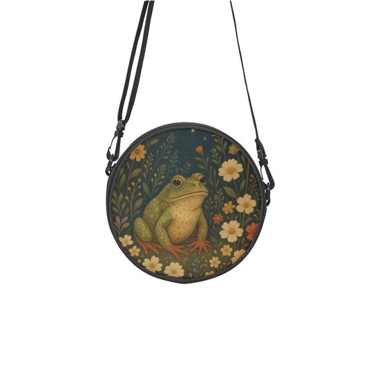 Discover Mystical Garden Toad Round Satchel Bag | Frog Print Crossbody Purse