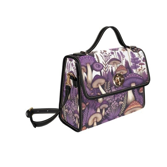 Discover Purple Mushroom Crossbody Lock Bag  Vintage Cottagecore Handbag