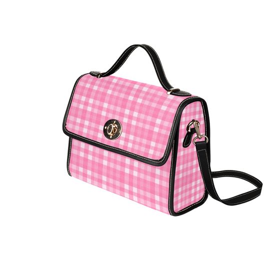 Discover Pink Gingham Lock Bag | Women's Crossbody Travel Satchel