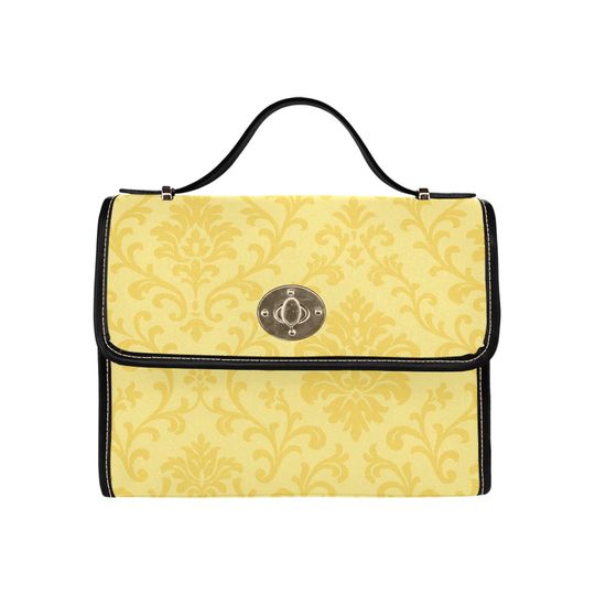 Discover Butter Yellow Damask Lock Bag | Elegant Baroque Crossbody Tote for Women
