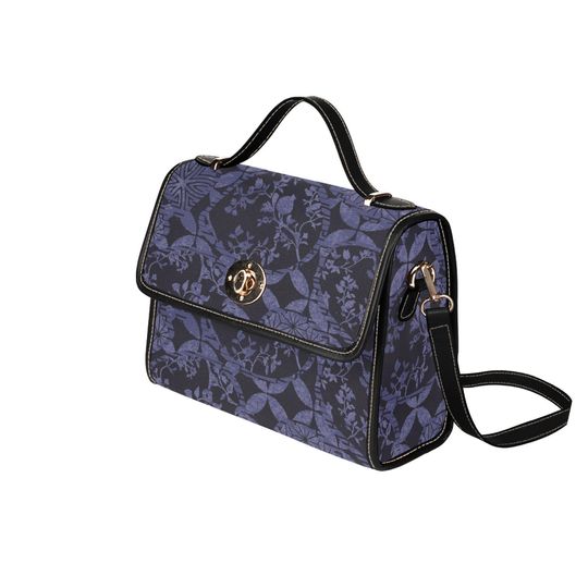 Discover Shadow Print Lock Bag, Black Shoulder Strap Crossbody, Gothic iPad Travel Bag